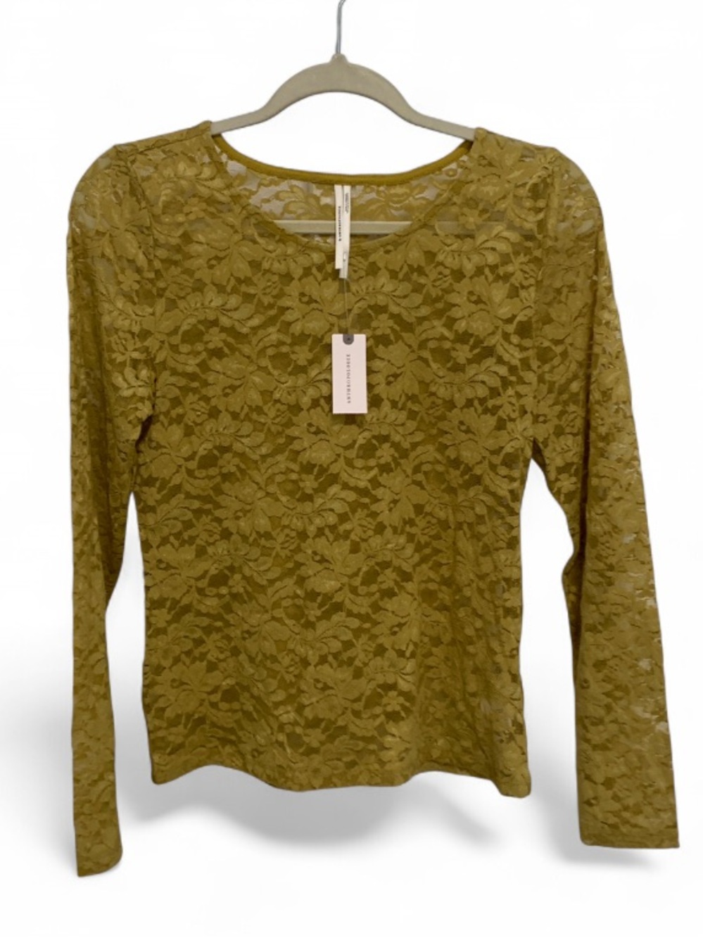 NWT By Anthropologie Mustard Yellow Lace Long-Sleeve Top